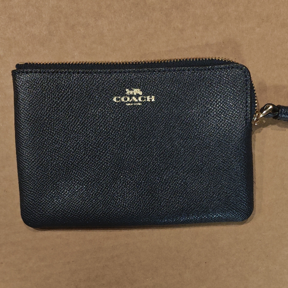 Coach Midnight Black Textured Wristlet